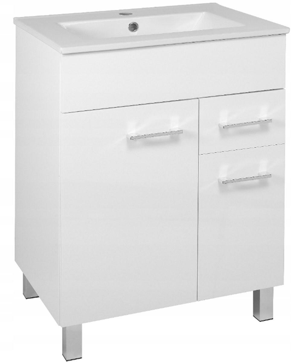 STAMAR - Staande Badkamerkast Met Wastafel 60 x 47 cm - Badkamer - Wastafel - Wit