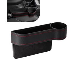 Autostoelopeningvuller-organizer - Opbergvak aan de zijkant van de autoconsole met bekerhouder - Organizer voor de voorstoel van de auto voor telefoon, bril, sleutelkaarten en meer - Autoaccessoires - Zwart