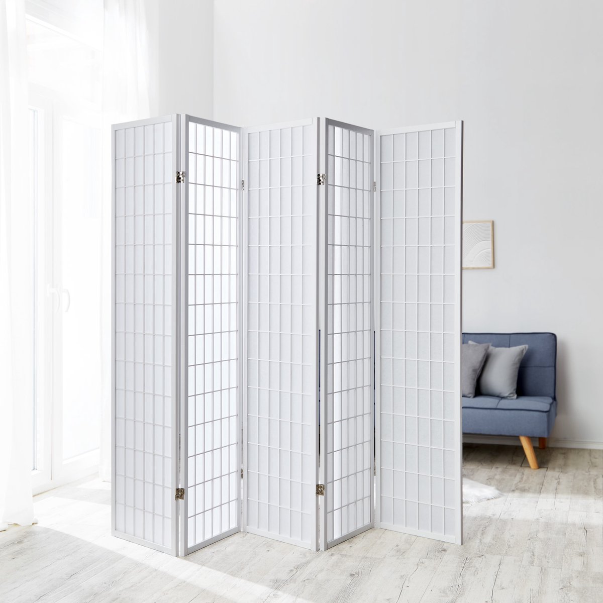 Homestyle4u Kamerscherm - 220x175 cm - wit - 5-delig - Shoji
