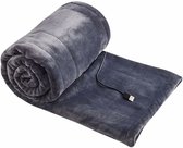 USB elektrische verwarmde deken, 140x80cm elektrische verwarmde deken flanel met 3 verwarmingsstanden machinewasbaar snel verwarmende deken voor slaapkamer, kantoor, bank, grijs
