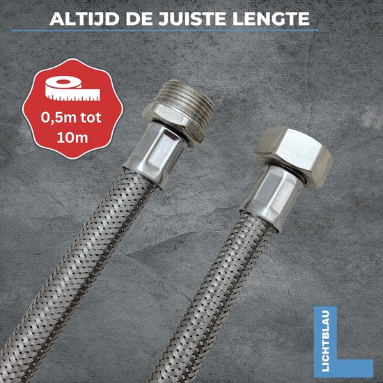 2 stuks aansluitslangarmatuur, G3/8 x M10 verbindingsslang, waterkraan