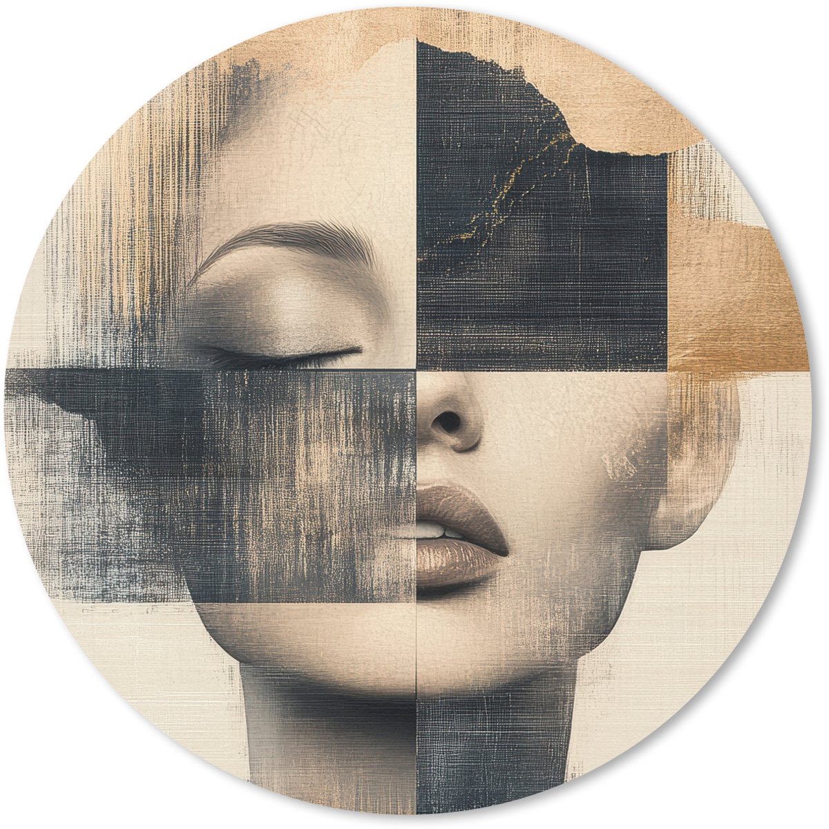 Muismat rond 40x40 cm - Mousepad Goud - Vrouw - Rechthoeken - Ronde muismatten