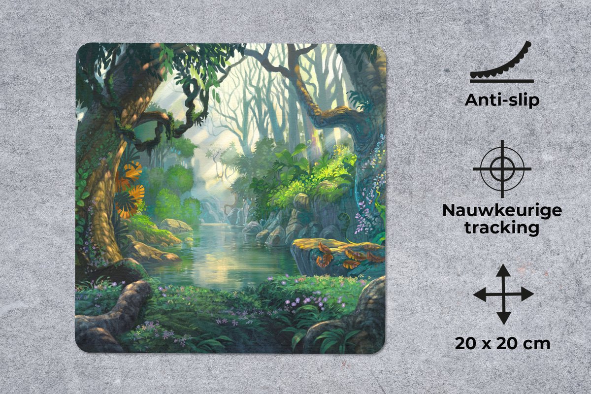 Muismat 20x20 cm - Mousepad Bos - Schilderij - Kleuren - Meisjes - Kinderen - Jongens - Muismatten