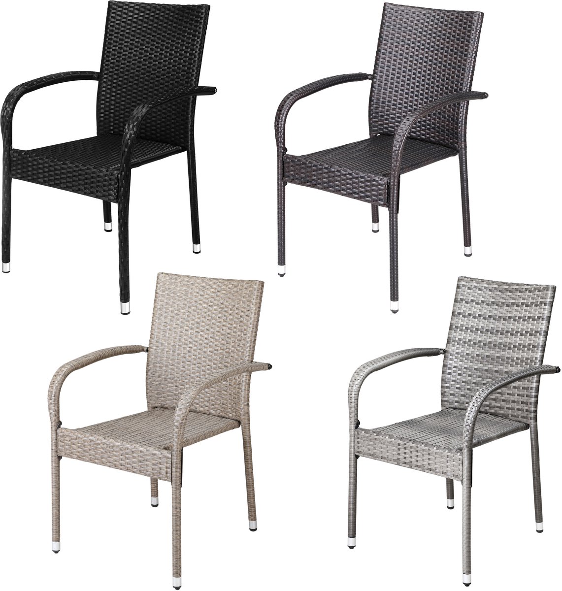Casaria Tuinstoelen Stapelbaar – Set van 8 – 90x56x60 cm – Zwart – foto 5