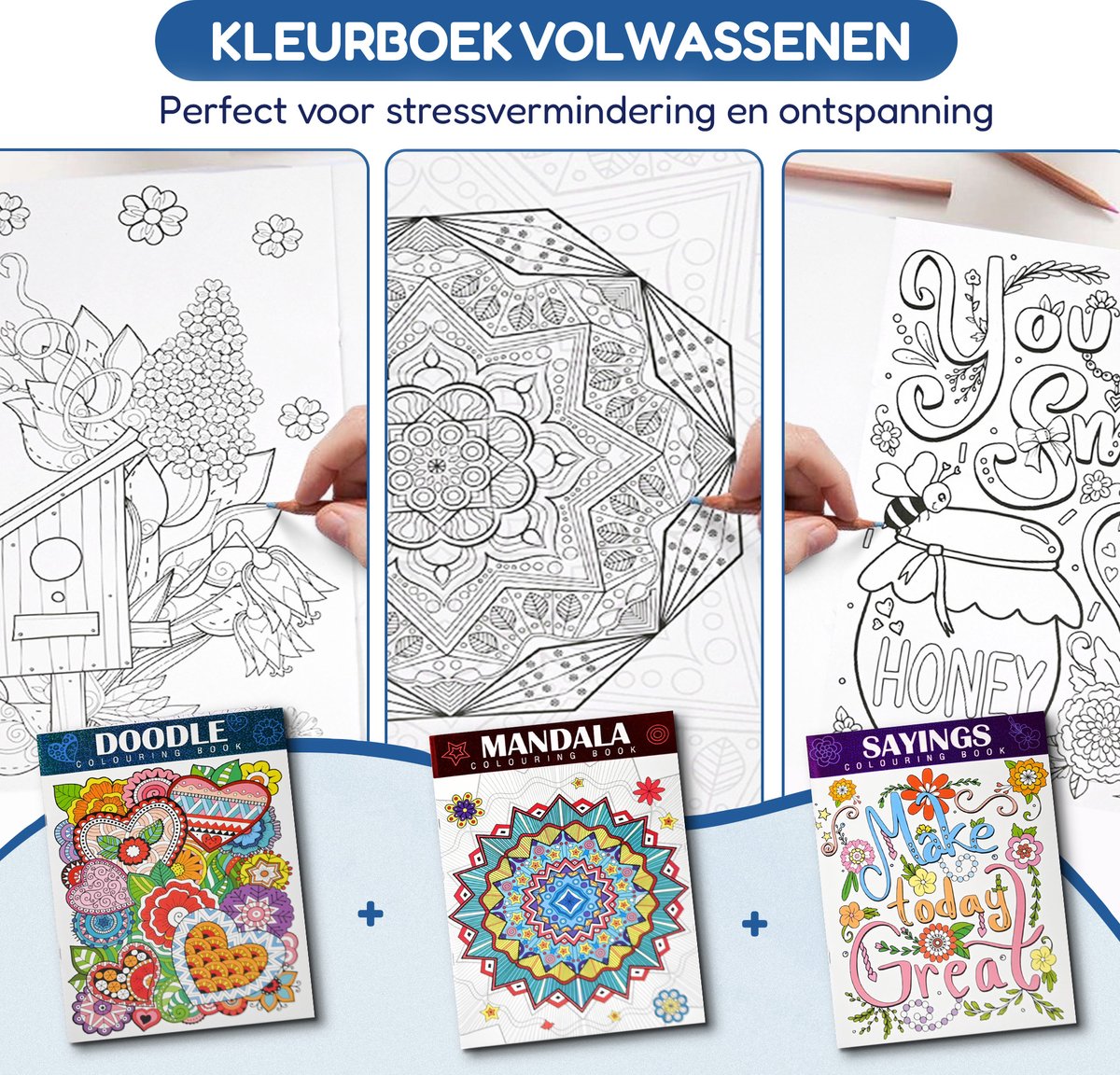 Kleurboek voor Volwassenen 3-in-1 Bundel - Mandala, Sayings, Doodling - Mandala Kleurboek Volwassenen - Kleuren voor Volwassenen - Tekenen voor Volwassenen - Creatief Volwassenen - 48 Pagina's - 29,7 x 21 cm — afbeelding 6