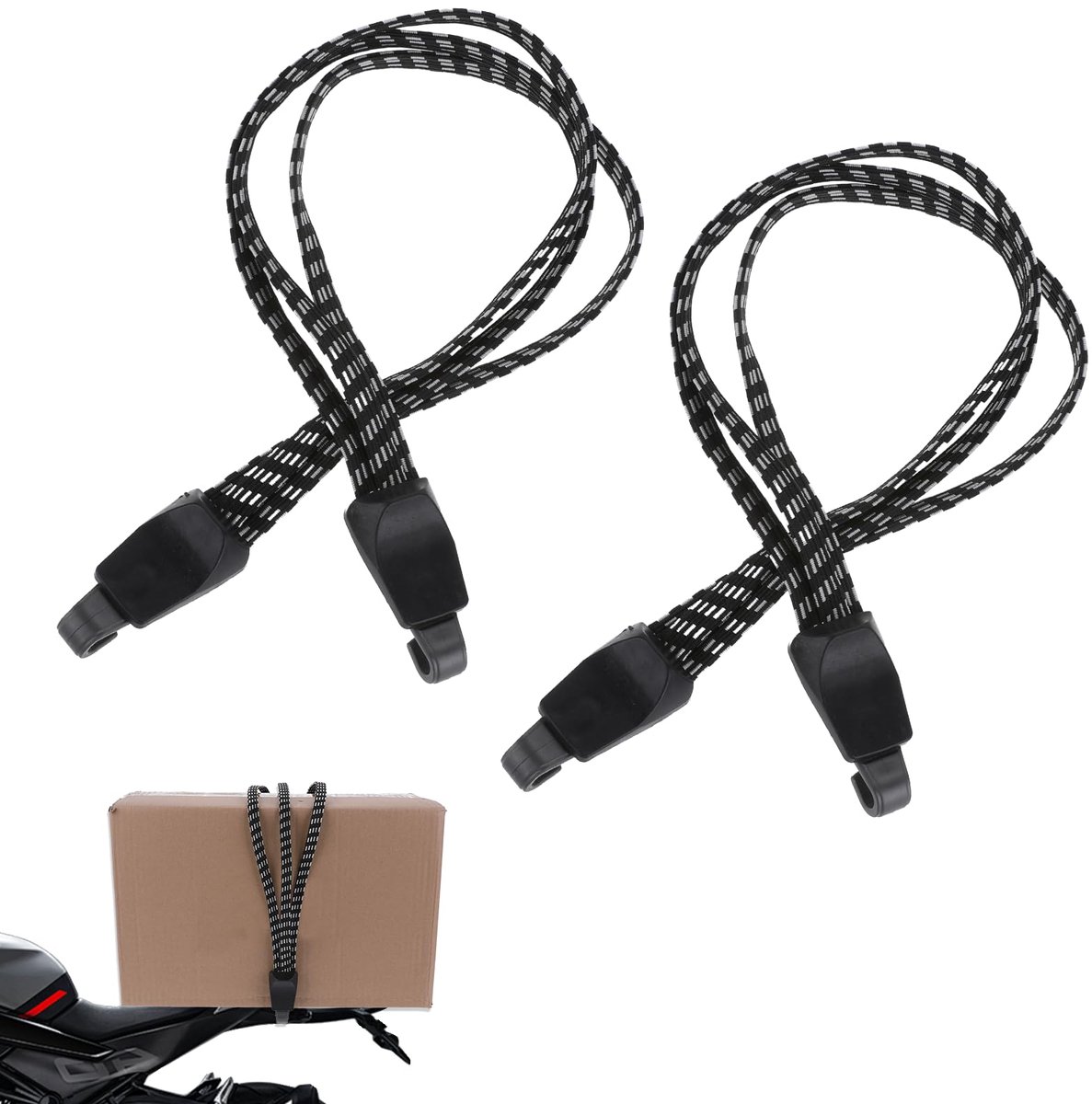 Fiets Spanbanden - Verstelbaar & Elastisch - Met Haken - Voor Fiets, Bagagedrager, Motorfiets & Camping Bagage - 2 stuks