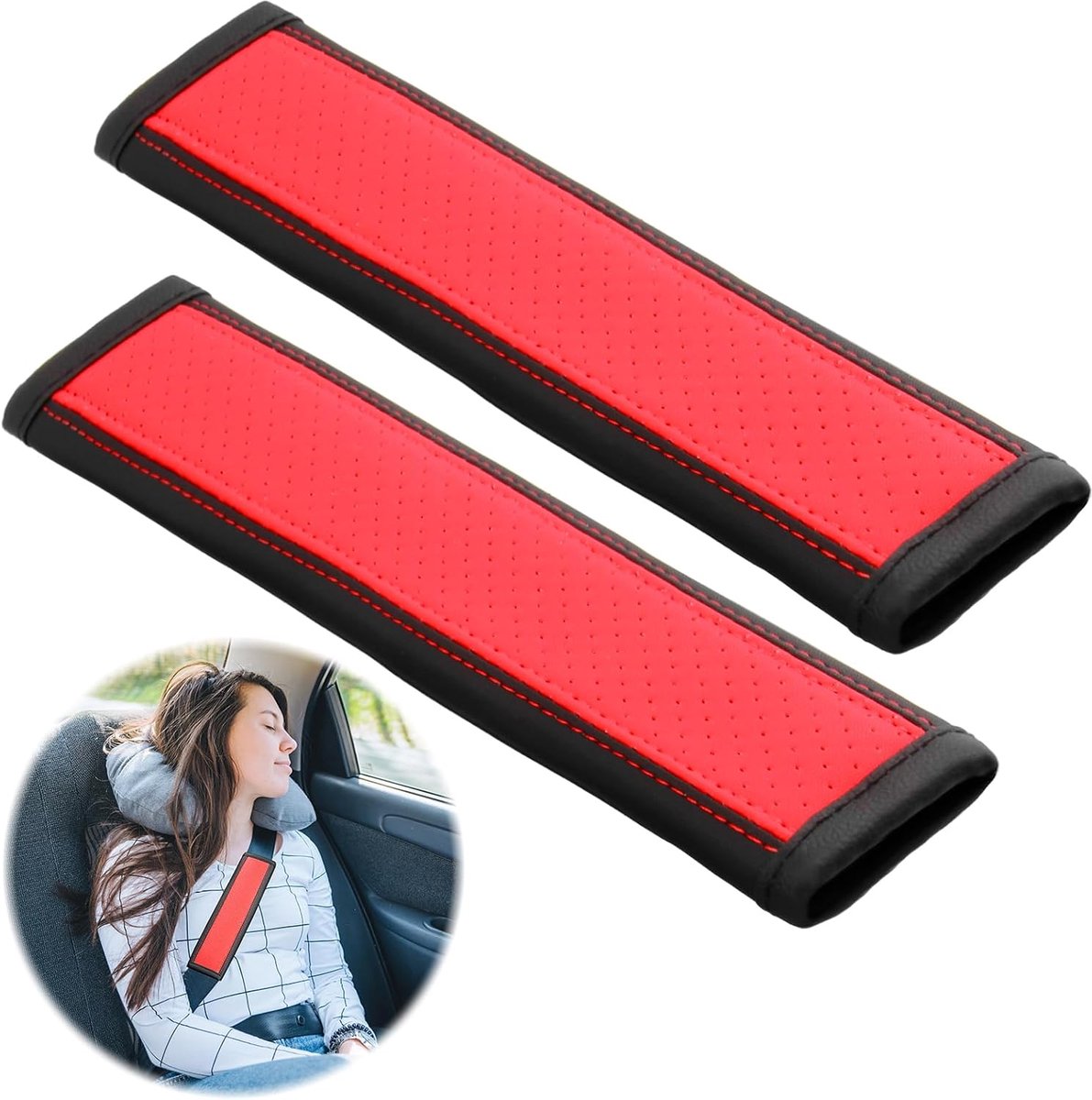 Image of 2-delige autogordelbeschermer, microvezel gordelbeschermer, autogordelkussen, gordelhoes