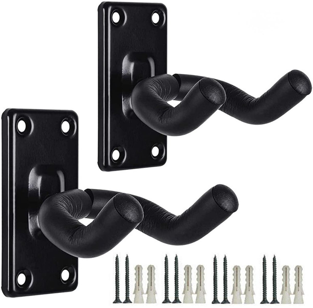 Gitaarmuurbevestiging - voor akoestische, klassieke, bas- en elektrische gitaren - 2-pack - Glad