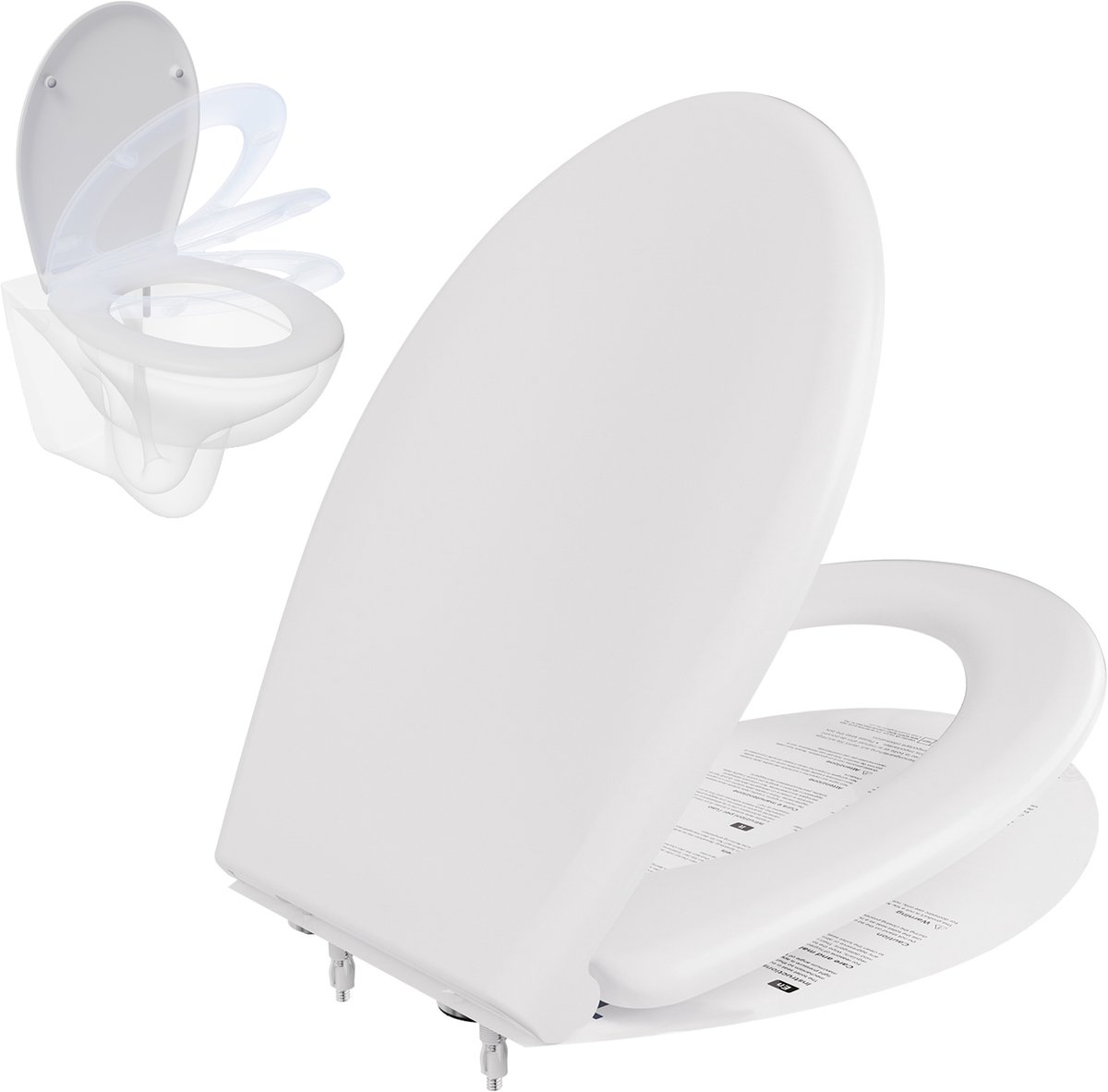 CECIPA max WC-bril O Vorm Toiletbril - Softclose - Easy Clean - Antibacterieel wit Duroplast - Belastbaar tot 150kg - Toiletzitting