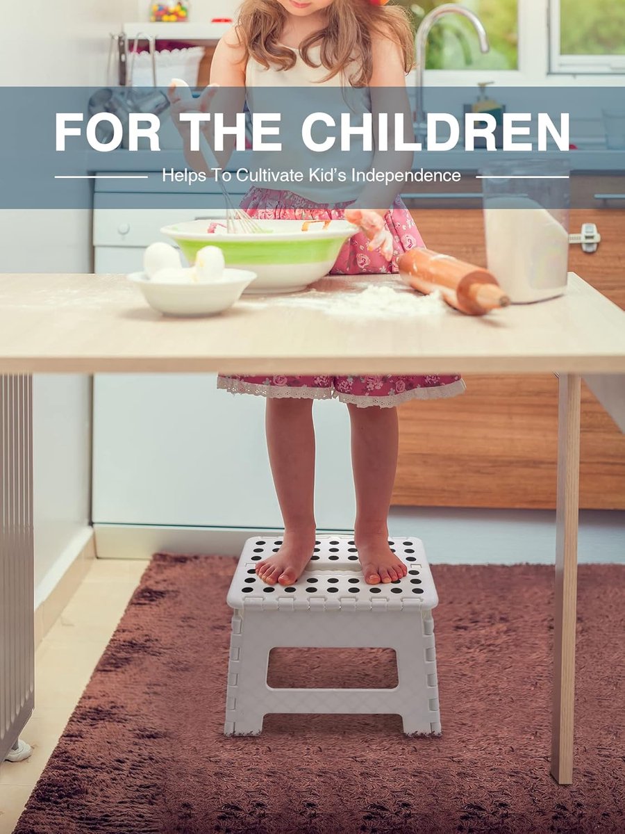 Famanu opstapkruk kinderkruk opvouwbare kruk kinderklapbare opstap kinderstap wit kunststof opvouwbaar ruimtebesparend compact veerkrachtig 115kg 8.5 "voor keuken badkamer