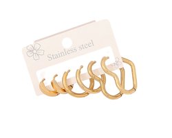 Aramat Jewels | Oorringen | Goudkleurige stainless steel oorringenset – 2x rond + 1x hart – 3 maten | | | |3mm | Staal | Kinderen, Volwassenen | Verkleurd niet