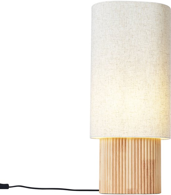QAZQA lamel - Japandi Vloerlamp | Staande Lamp met kap - 1 lichts - H 70 cm - Naturel - Woonkamer