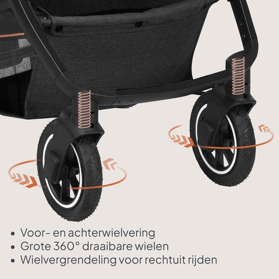 Lionelo Amber Kinderwagen 3 in 1 - Reiswieg + Buggy + Autostoel - Luchtbanden, Volledige Vering - Comfortabel baby matras - Snel Inklapbaar - Luiertas - Regenhoes - Muskietennet - Vanaf Geboorte tot 4 jaar (0-22 kg)