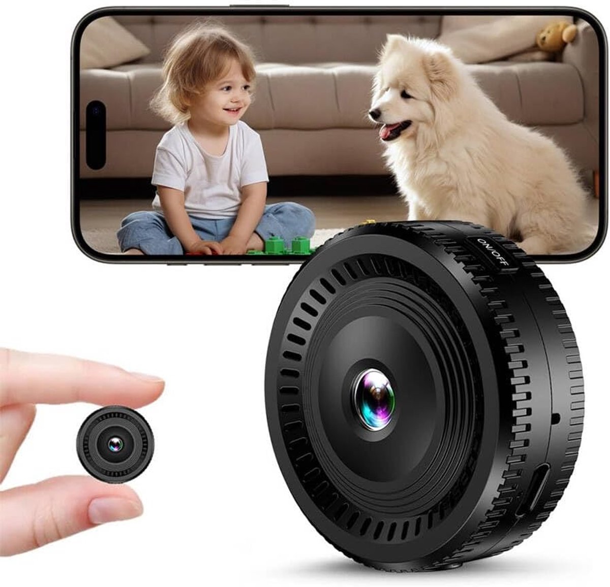 1080P HD WiFi Camera - Bewakingscamera Binnenhuis - Nachtzicht en Bewegingsdetectie - Voor Baby/Dier/Huisbeveiliging - Mini Camera - App Bediening SD Opslag