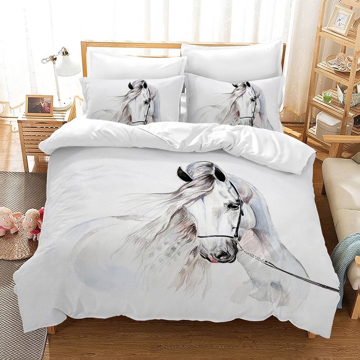 Image of 3D Paardenbeddengoedset - Zacht en Ademend - Set van 1