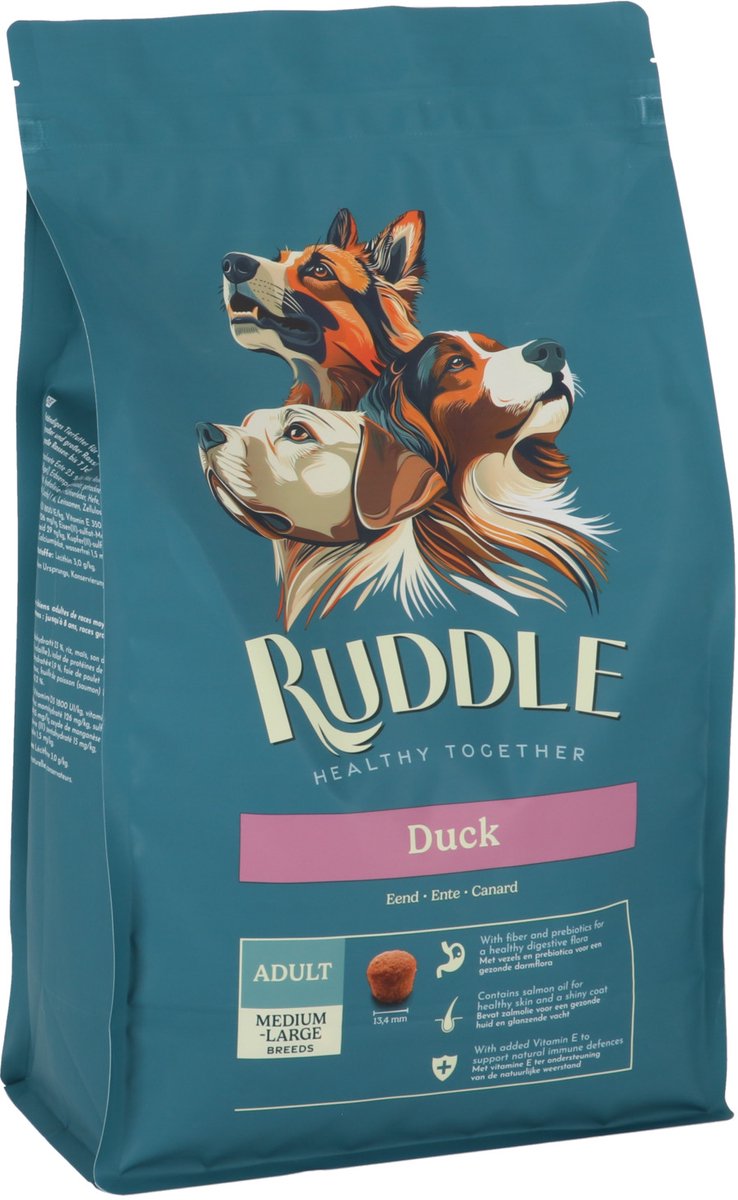 Ruddle Adult Medium & Large Breed Eend - Hondenvoer - 12 kg