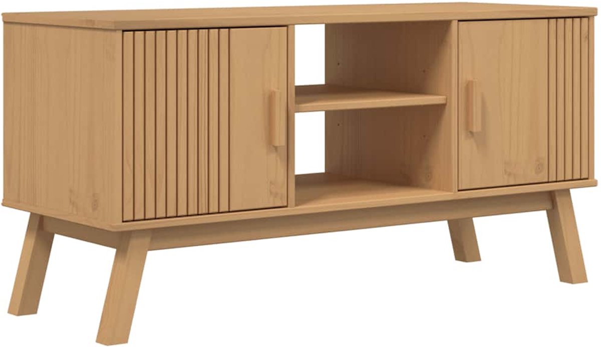 vidaXL - Tv-meubel - OLDEN - 114x43x57 - cm - massief - grenenhout - bruin