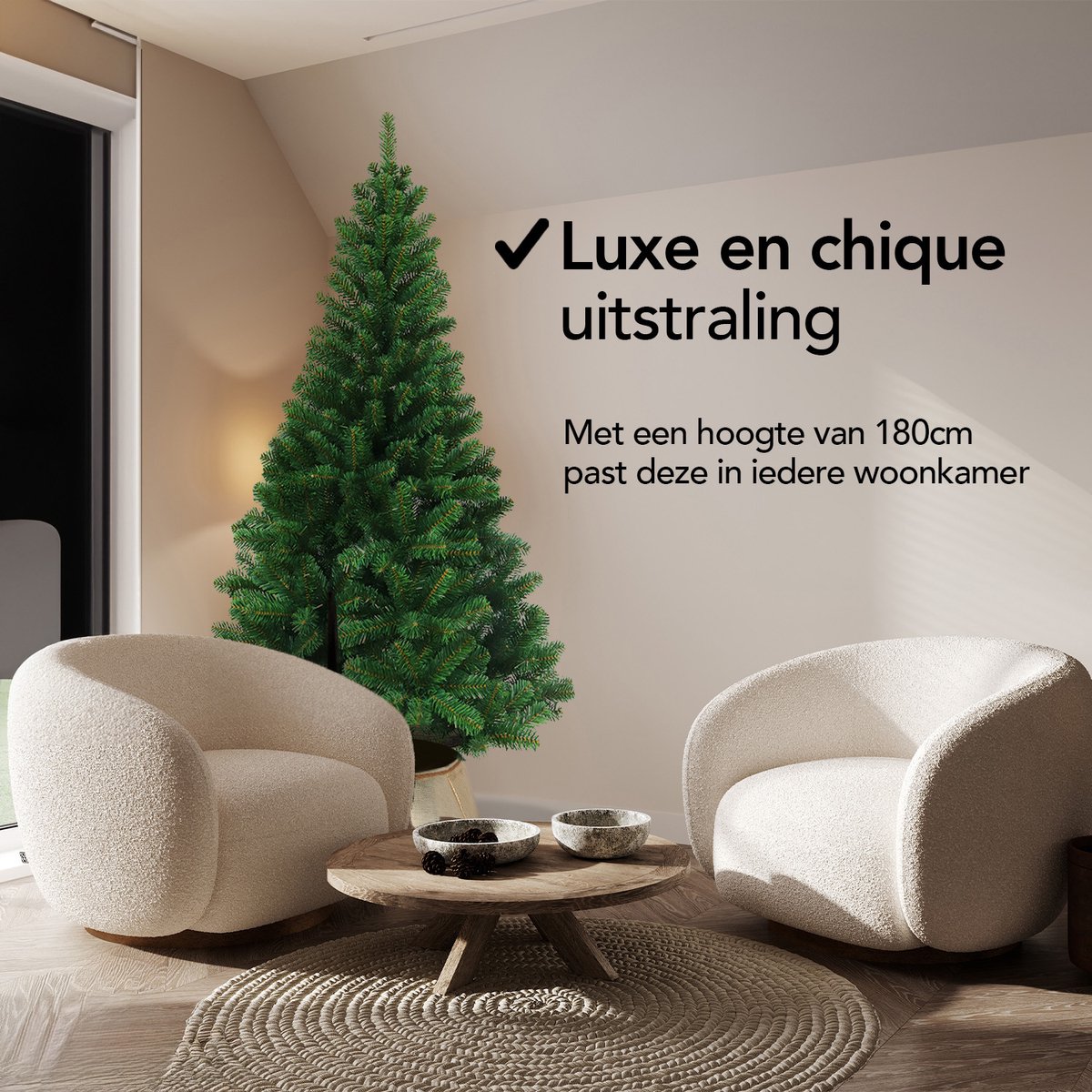 Nordlandia Kunstkerstboom - 180 cm - Realistische Kunststof Kerstboom - Metalen Standaard - Zonder Verlichting - Groen – foto 2