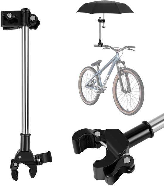 Parapluklem - Verstelbare fietsparapluklemhouder - Universele kinderwagenhouder, rolstoelparapluhouder - Geschikt voor fietsen, golfkarretjes, strandstoelen - Snelmontageframe van roestvrij staal
