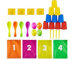 Doodadeals® - Kinderffeestje Spelletjes Set – Blikgooien, Eierlopen & Zaklopen – Klassieke Buitenspelletjes voor Kinderen – Tuinspellen vanaf 3 Jaar
