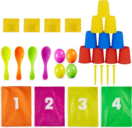 Doodadeals® - Kinderffeestje Spelletjes Set – Blikgooien, Eierlopen & Zaklopen – Klassieke Buitenspelletjes voor Kinderen – Tuinspellen vanaf 3 Jaar