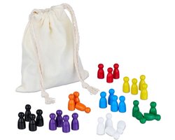 Doodadeals® - Pionnen voor Bordspellen – Set van 160 Gekleurde Houten Speelstukken met Opbergzakje