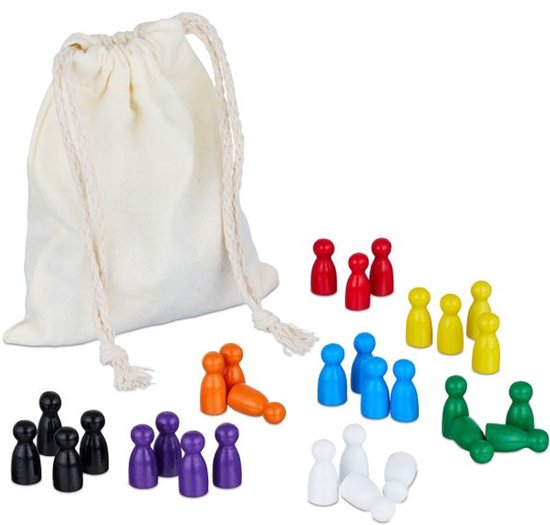 Doodadeals® - Pionnen voor Bordspellen – Set van 160 Gekleurde Houten Speelstukken met Opbergzakje