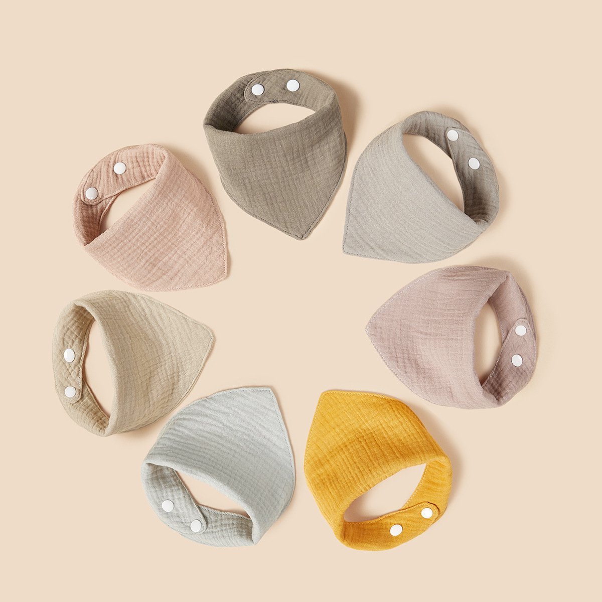 Image of 7 stuks - Kwijlslabben - Hydrofiele babyslabben met drukknopen - Regenboogkleuren - Babyslabben - Kwijlslabben - Spuugslabben - Katoenen slabben - Baby bandana slabben - Wasbare slabben - Unisex