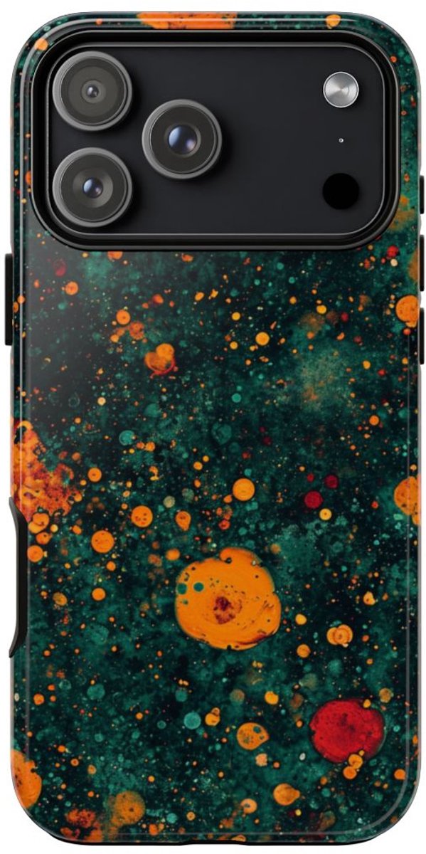 Abstracte Oranje en Teal Bellenpatroon – Telefoonhoesje Geschikt voor iPhone 17 Pro Max