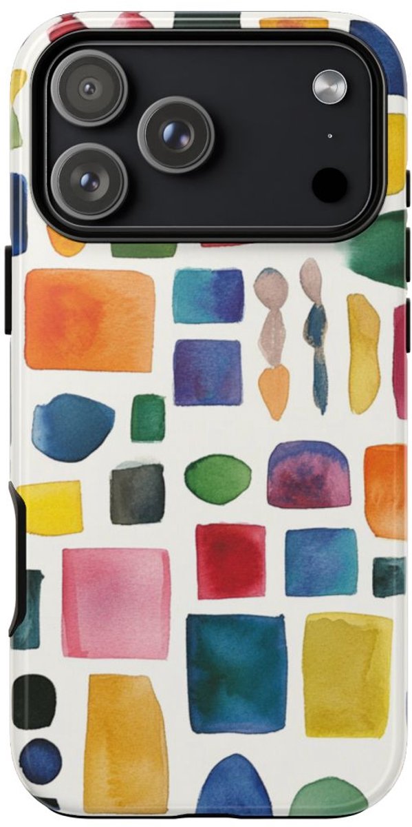 Kleurrijk Waterverf Geometrisch Patroon – Telefoonhoesje Geschikt voor iPhone 17 Pro Max