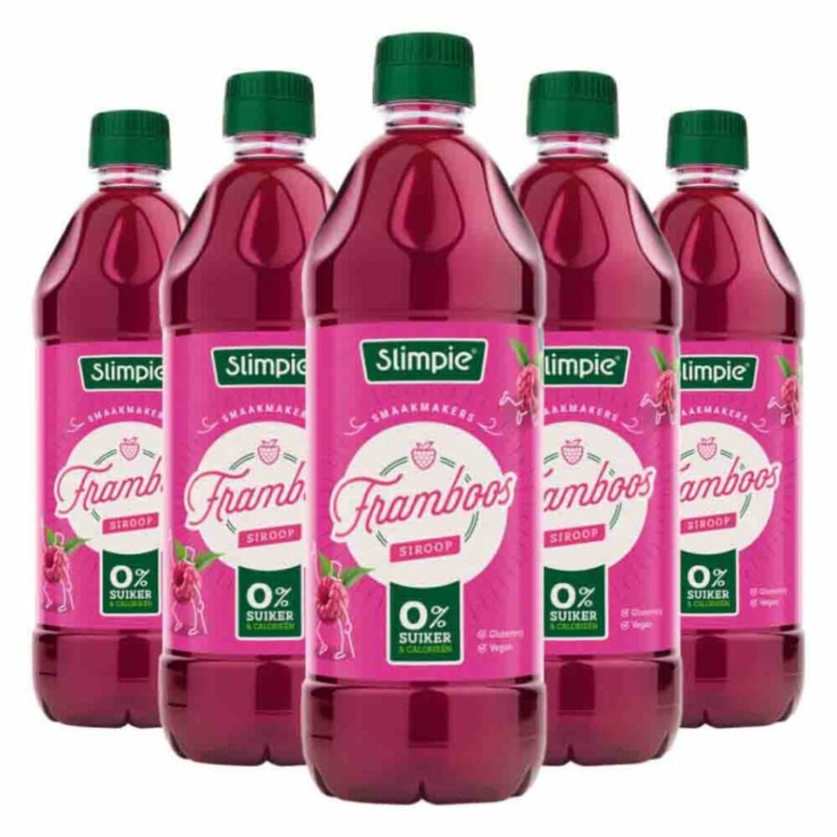 Slimpie Siroop Framboos - 5 x 650 ml - Voordeelverpakking
