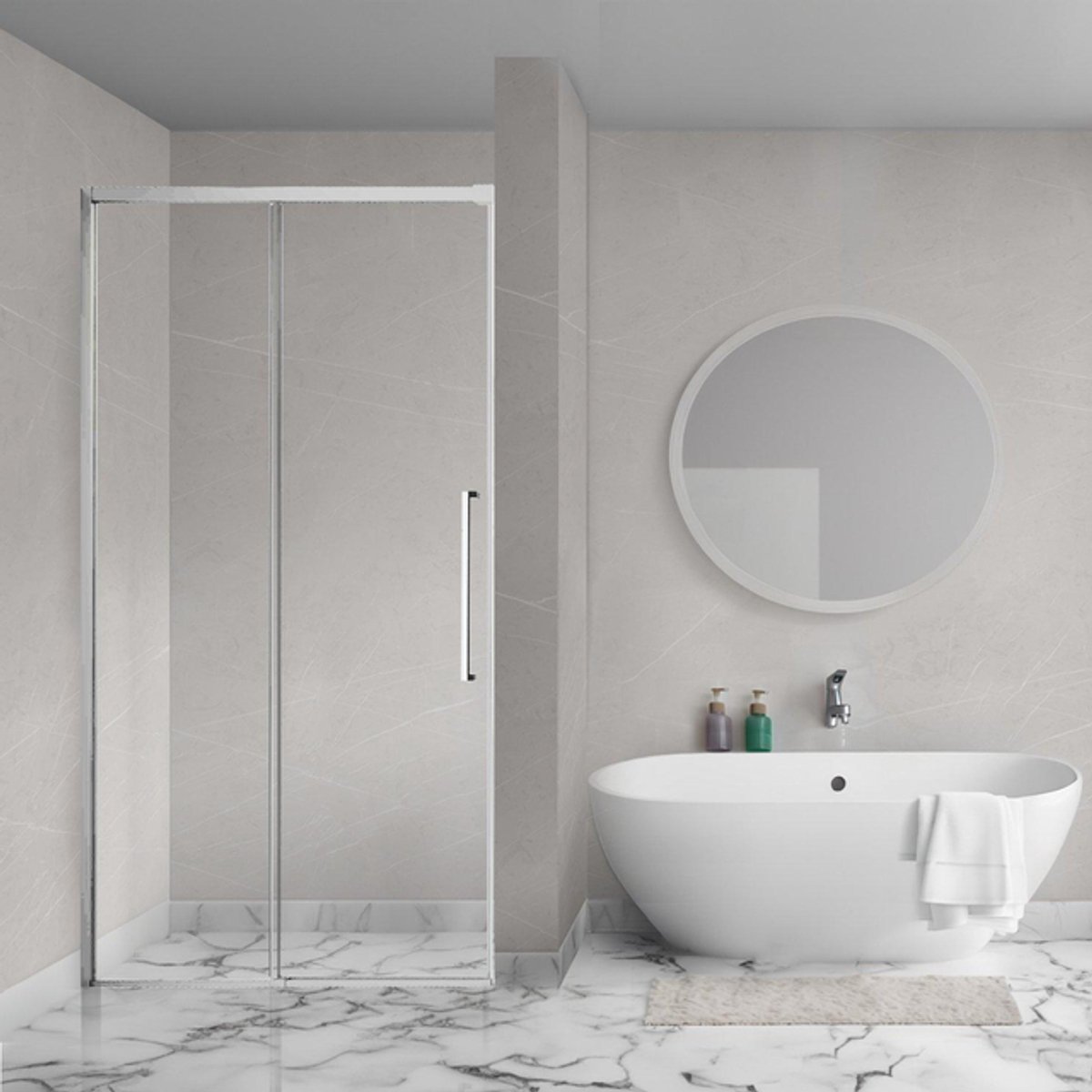 Aqua Vista Lokla Linea nisdeur - 170x200cm - incl. montageset - chroom