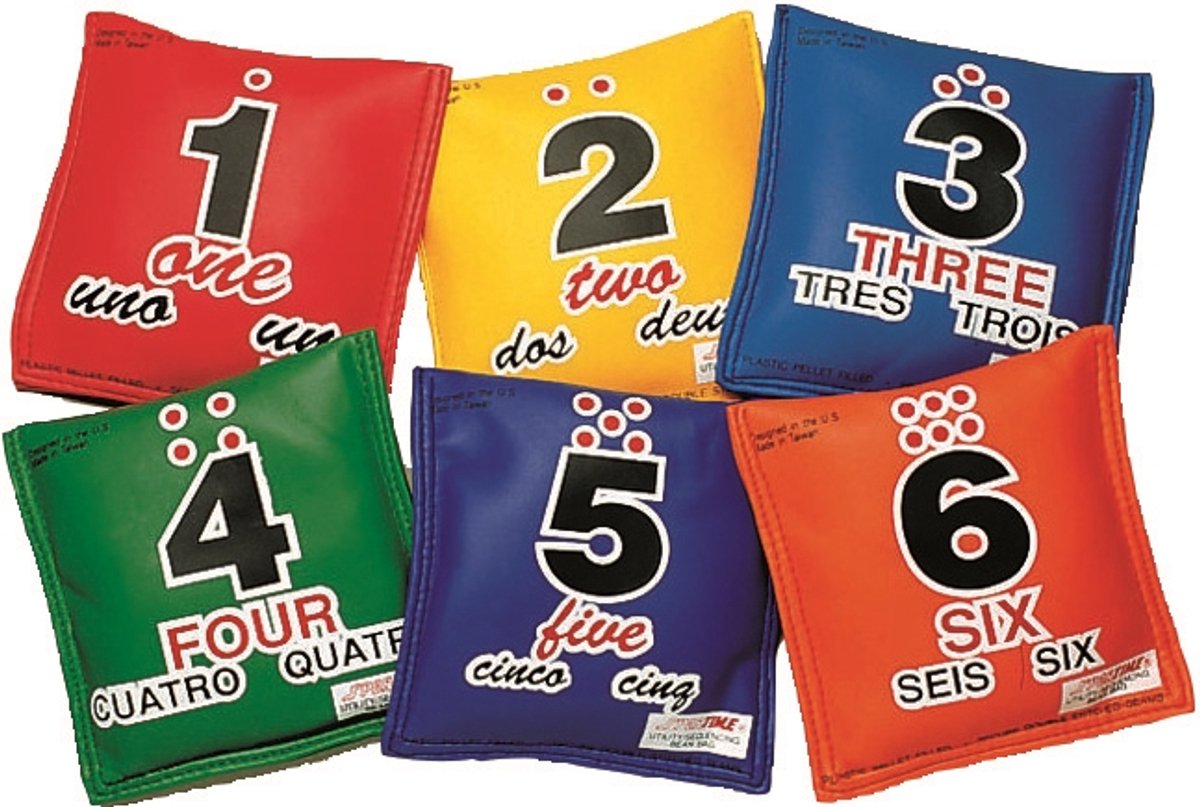 Pittenzakjes met cijfers 1 t/m 6 - set van 6 stuks