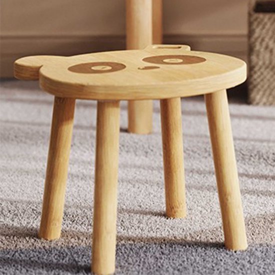 Tabouret pour enfants Panda - 28x28x25cm - bois de bambou - Emob Exclusive - Meubles d'assises - Brun - Bois - Meubles d'assises