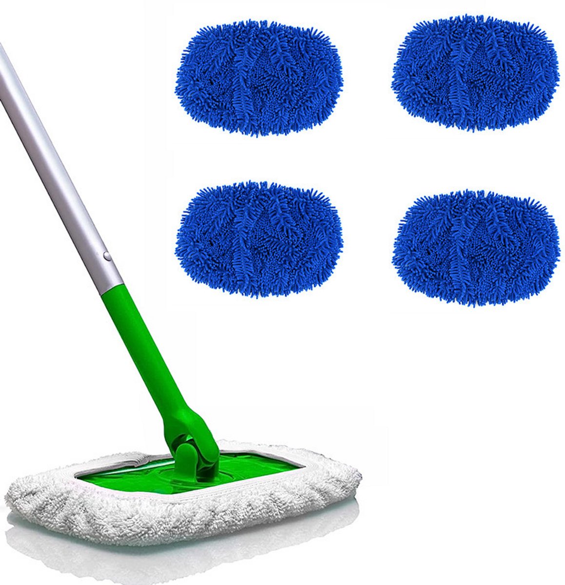 4-delige microvezel dweilpad Geschikt voor Swiffer Sweeper - Blauw