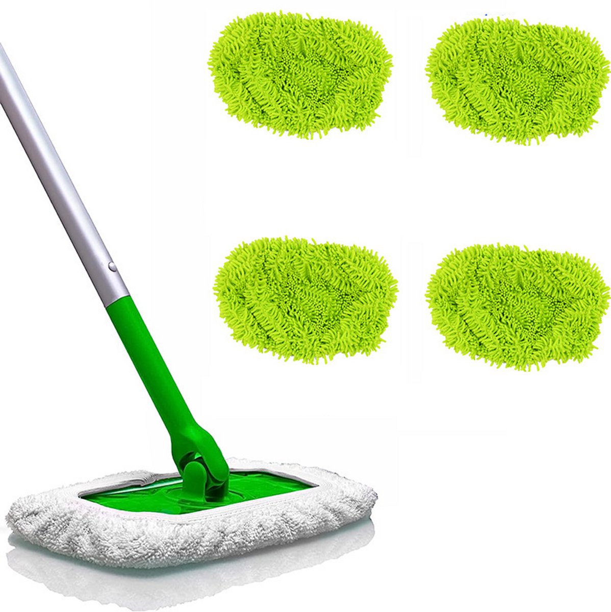 4-delige microvezel dweilpad voor Swiffer Sweeper - Groen