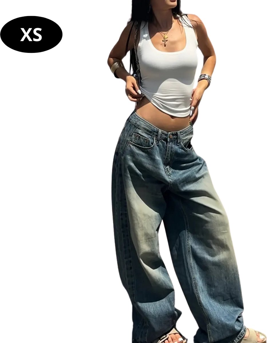 Bovista Lange Broek Dames Spijkerbroek Broeken Spijker Pants Jeans Trouser Loose Fit Straight Leg Blauw