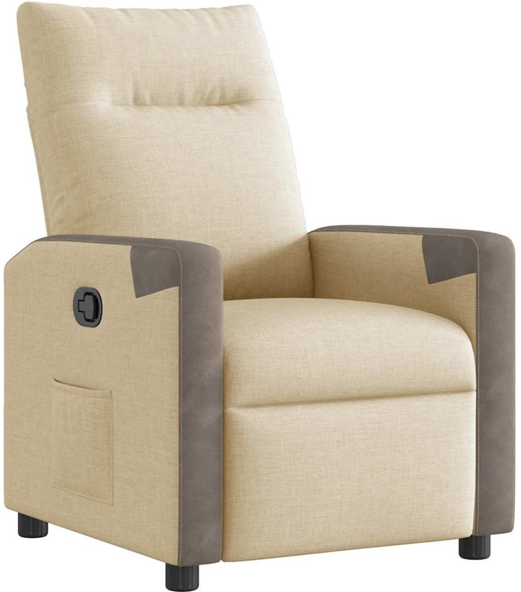 vidaXL Fauteuil - verstelbaar - stof - crèmekleurig crème en grijs