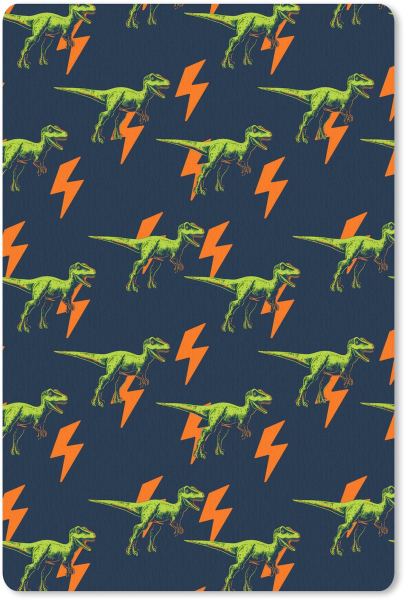 Muismat 18x27 cm - Mousepad Bliksemschichten - Oranje - Dinosaurussen - Muismatten