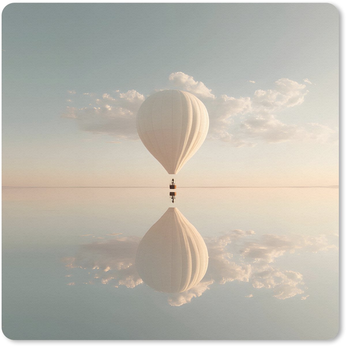 Muismat 30x30 cm - Mousepad Luchtballon - Wolken - Water - Blauw - Muismatten