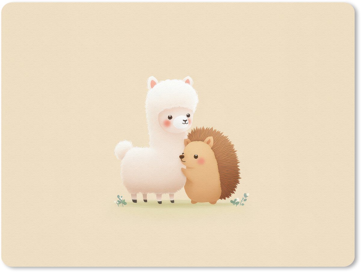Muismat 23x19 cm - Mousepad Alpaca - Egel - Bruin - Knuffelen - Muismatten
