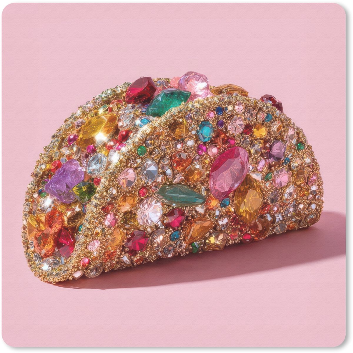 Muismat 20x20 cm - Mousepad Taco - Kleurrijk - Edelstenen - Goud - Muismatten