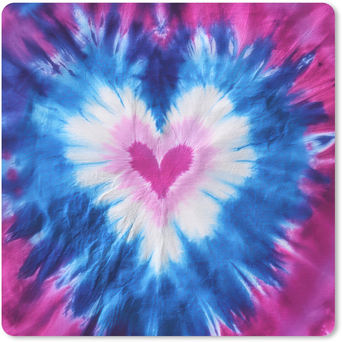 Muismat 30x30 cm - Mousepad Hartvormig - Tie dye - Paars - Muismatten