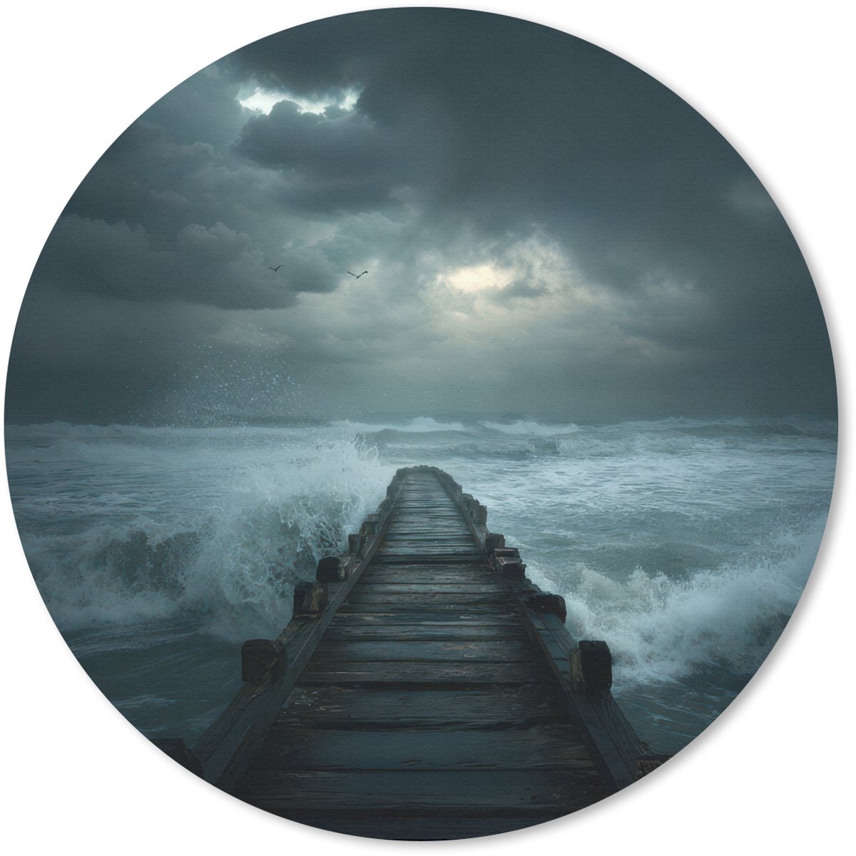 Muismat rond 30x30 cm - Mousepad Steiger - Storm - Golven - Ronde muismatten
