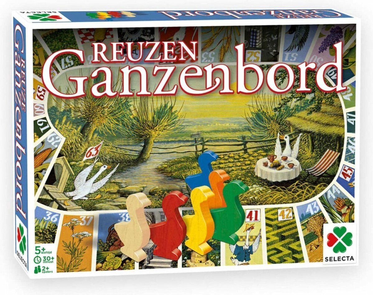 Tactic Selecta Reuze Ganzenbord - Bordspel - 52x68 cm - 6 grote houten ganzen - 2 dobbelstenen - Klassiek familiespel - 2-6 spelers - Vanaf 5 jaar — afbeelding 8