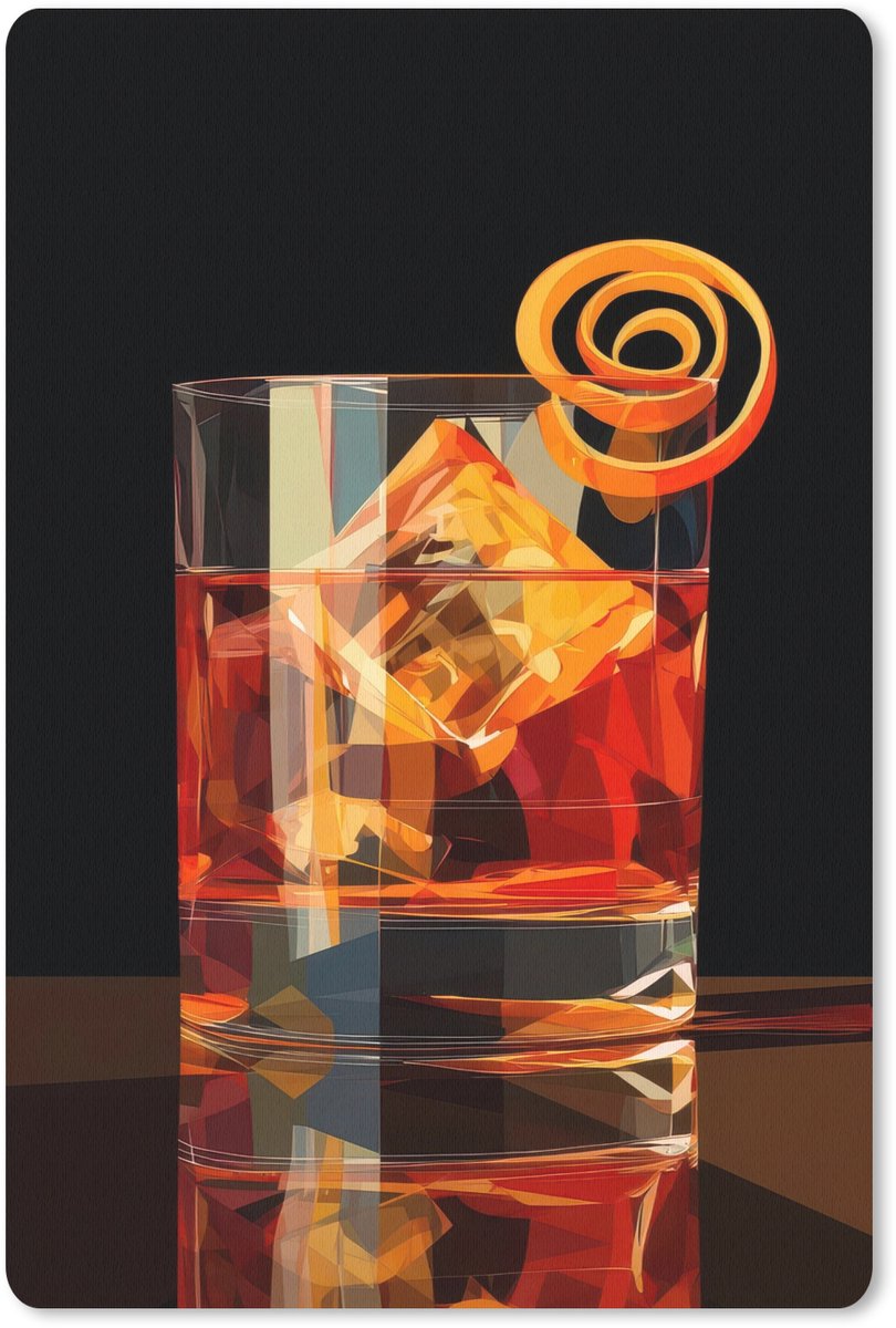Muismat 18x27 cm - Mousepad Glas - Ijsblokjes - Drinken - Bruin - Muismatten