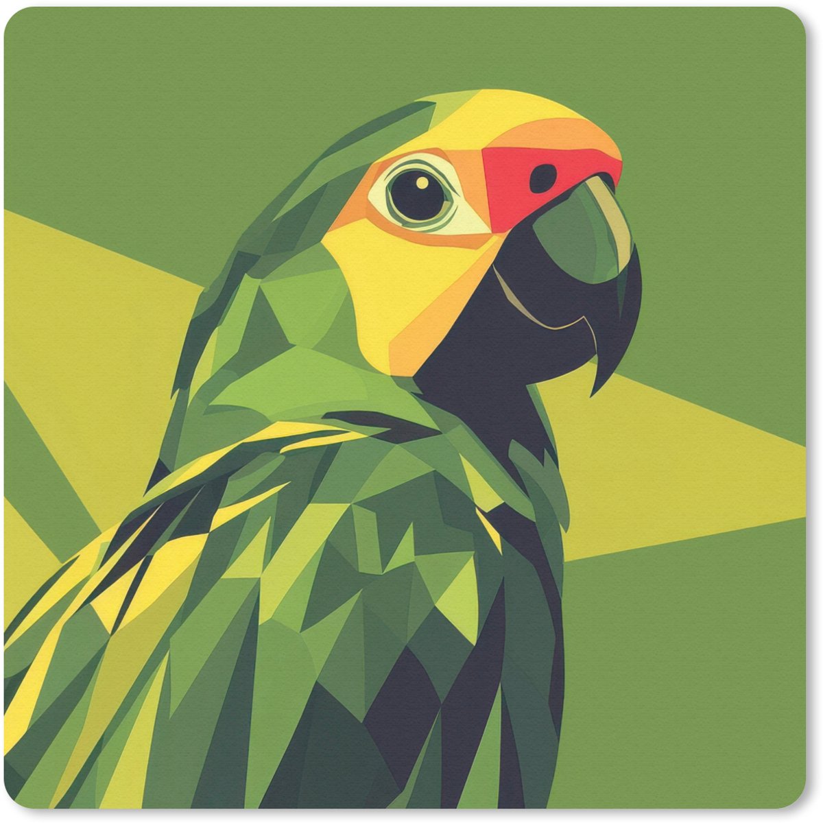 Muismat 20x20 cm - Mousepad Papegaai - Groen - Snavel - Abstract - Muismatten