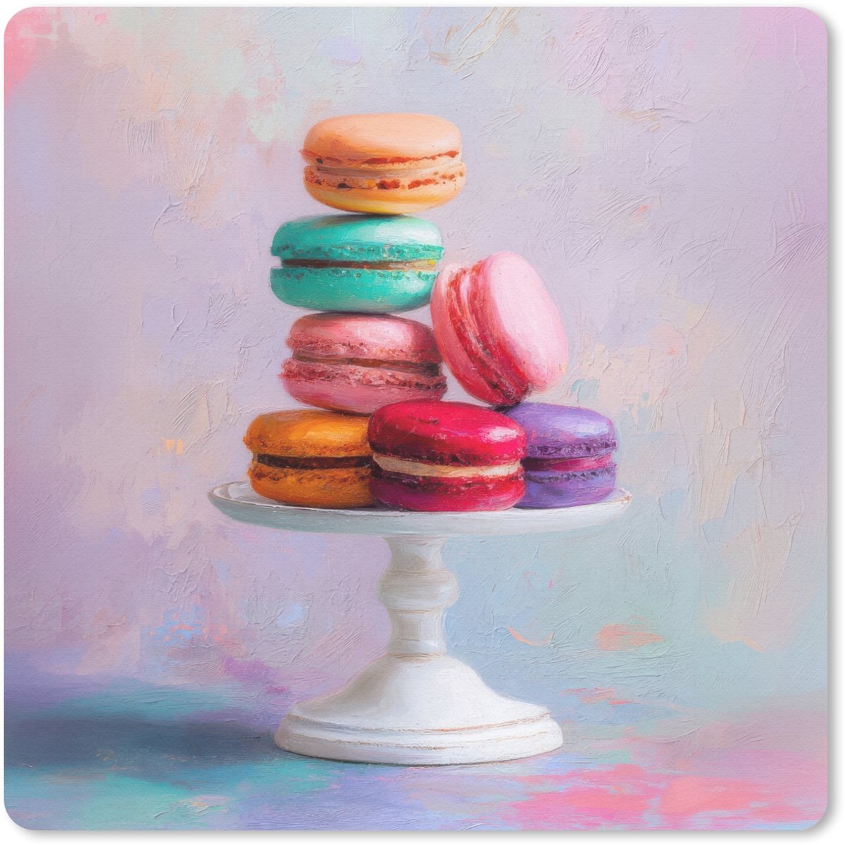 Muismat 20x20 cm - Mousepad Macarons - Schaal - Pastel - Kleurrijk - Muismatten