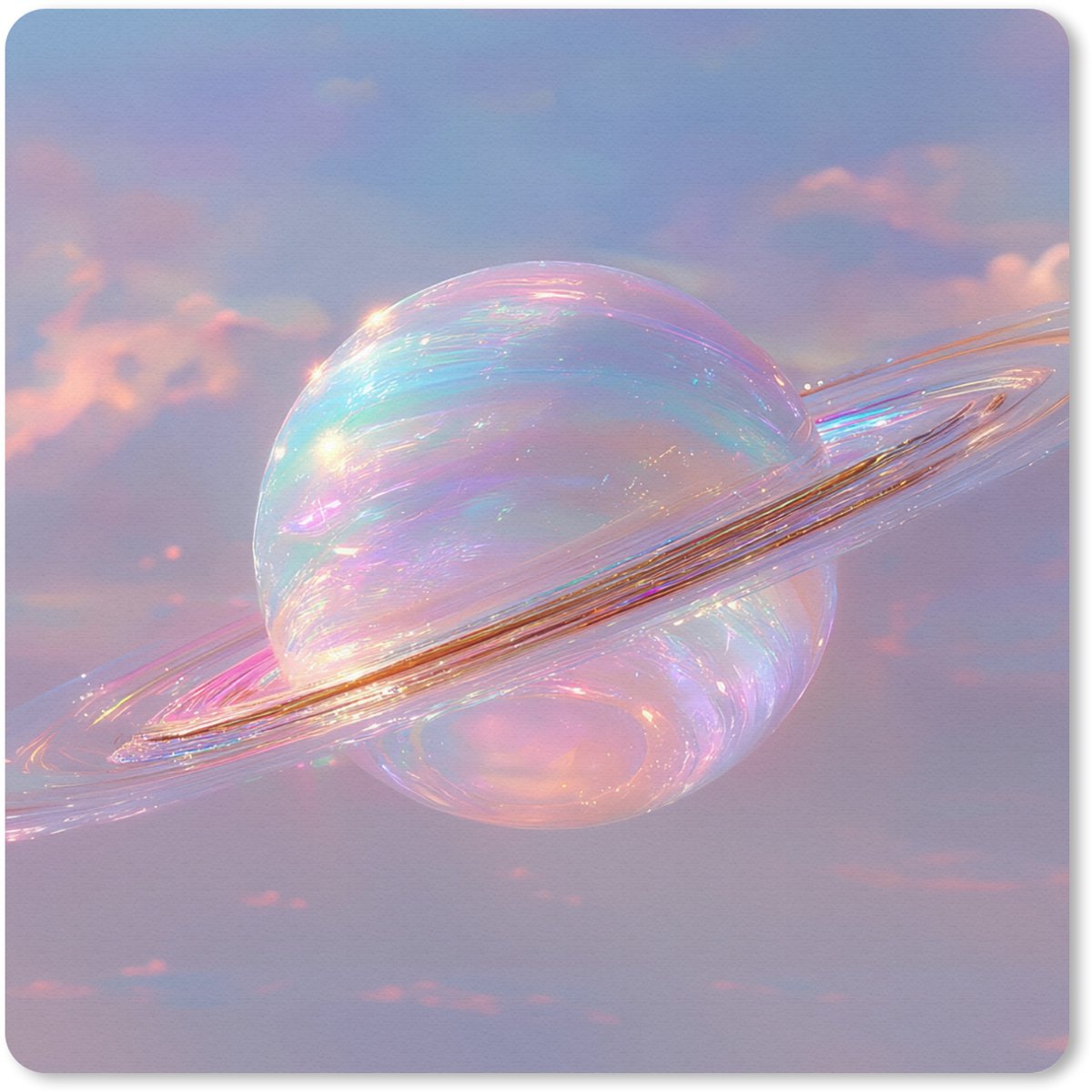 Muismat 20x20 cm - Mousepad Planeet - Lucht - Wolken - Pasteltinten - Muismatten