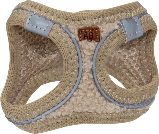 Harnais pour chien et chat Animal Boulevard maille/peluche L- 8-13kg réfléchissant - marron teddy - double fermeture - tour de cou max 38cm - tour de poitrine max 50cm